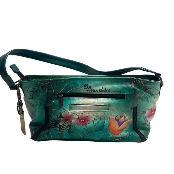 ANUSCHKA Women’s Hobo Tote Bag 13X4X8 Multicolored Genuine Leather Hand Painted - Picture 2 of 11